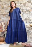 Tasha Damask T Shirt Maxi Dress Navy